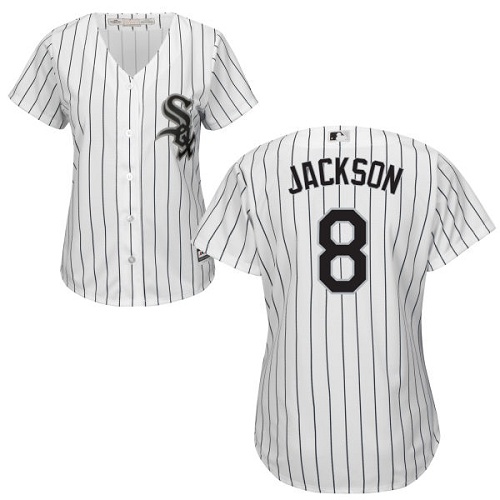White Sox #8 Bo Jackson White(Black Strip) Home Women's Stitched MLB Jersey - Click Image to Close